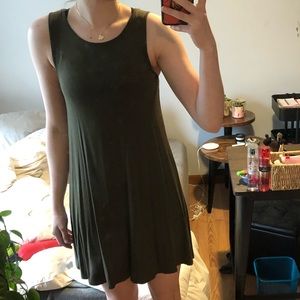 Alya Army green swing midi dress with back slit